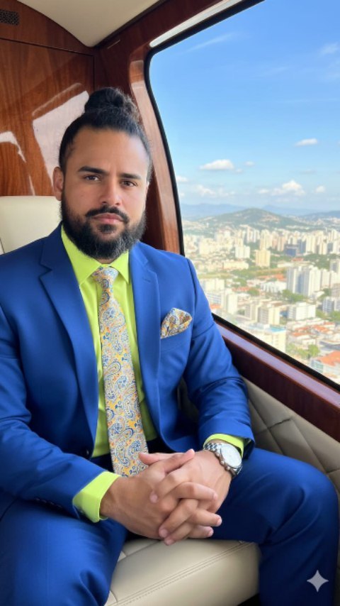 Thiago de terno azul